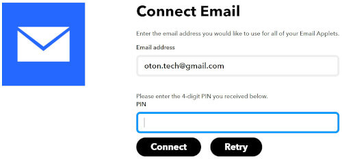 IFTTTのEmailサービスとの連携でPINを入力